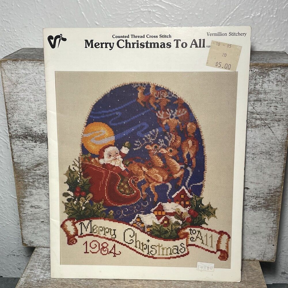 VTG 80's Vermillion Stitchery Merry Christmas To All Counted Thread Cross Stitch